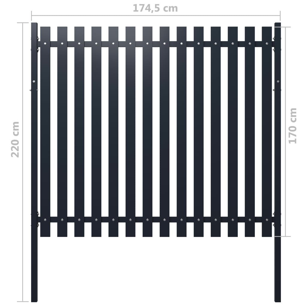 Panel De Valla Acero Recubrimiento Polvo Antracita 174,5x170 Cm / Vetonek_1
