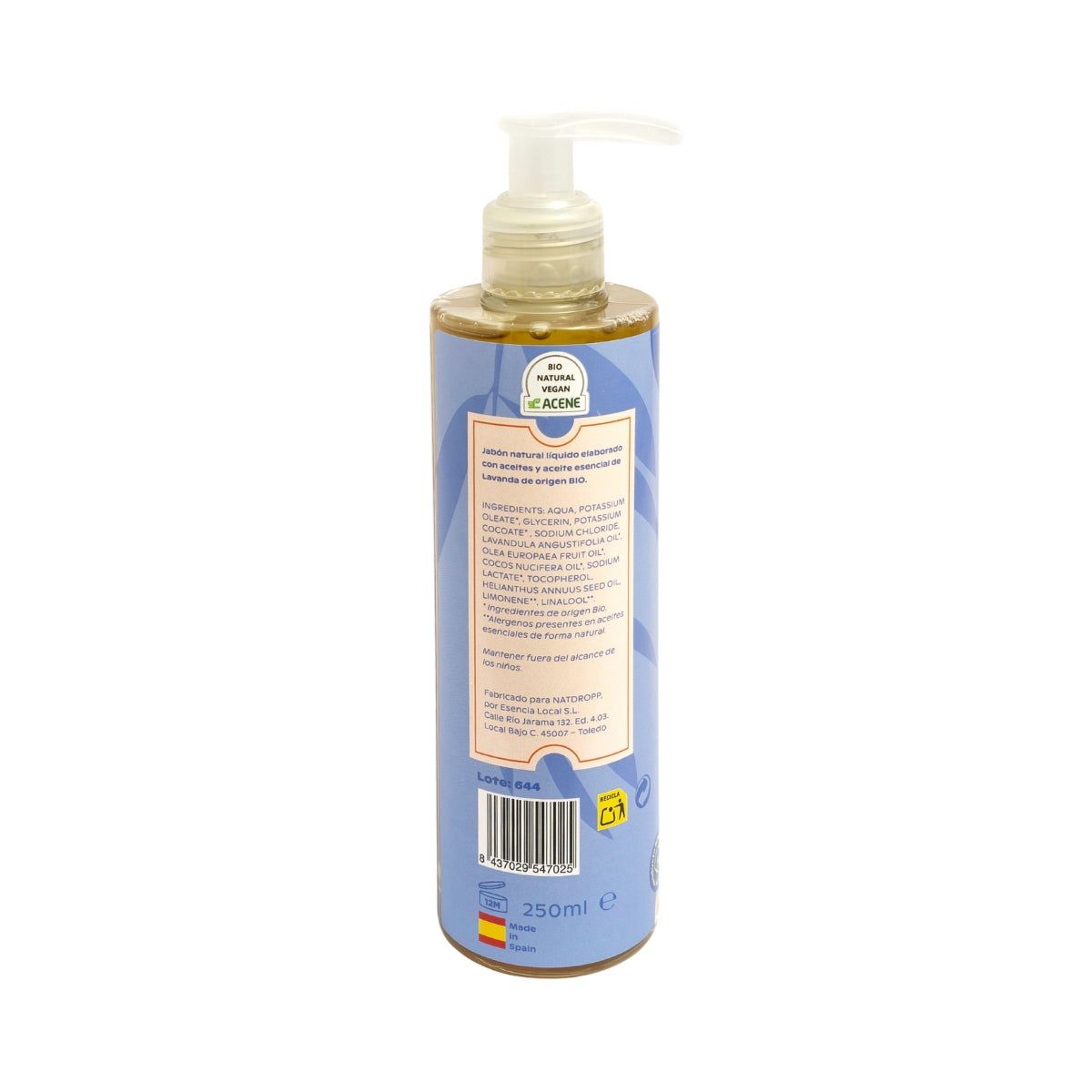 Jabón De Castilla Líquido Bio Lavanda Flash Natdropp 250ml_2