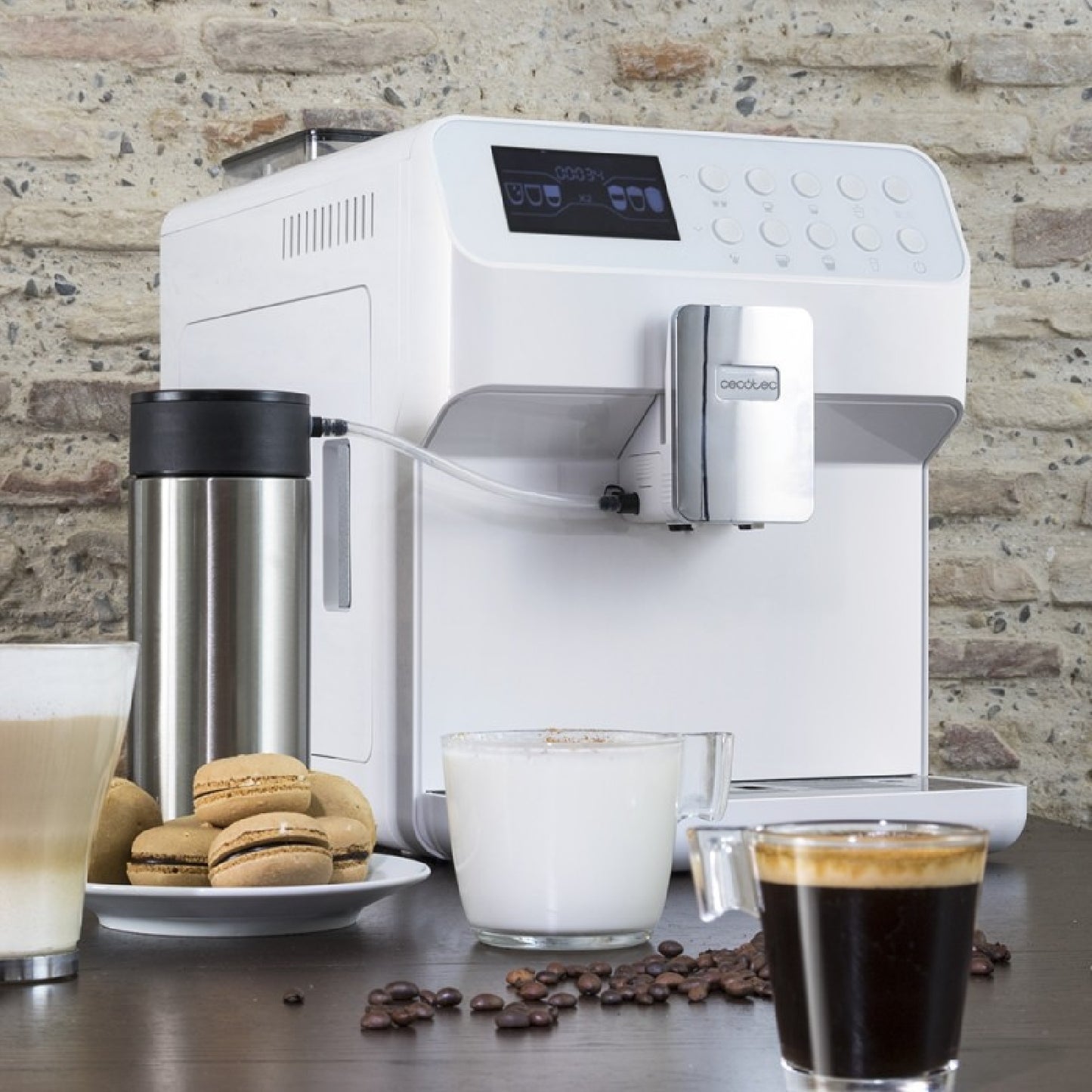 Cecotec Cafetera Superautomática Con Depósito De Leche Power Matic-ccino 7000 Serie Bianca S. 1400 W Pantalla Digital Si_1