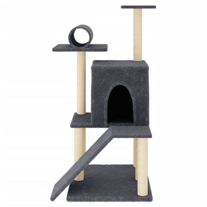 Rascador Para Gatos Con Postes De Sisal Gris Oscuro 110,5 Cm_2