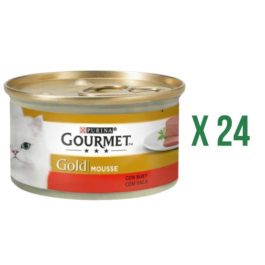 Embalagem de 24 x GOURMET GOLD Mousse Comida Húmida Carne 85 g