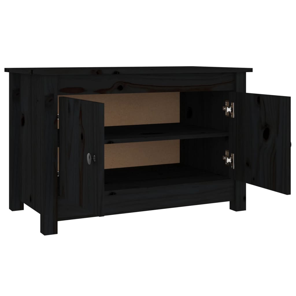 Armario Zapatero De Madera Maciza De Pino Negro 70x38x45,5 Cm / Vetonek_0