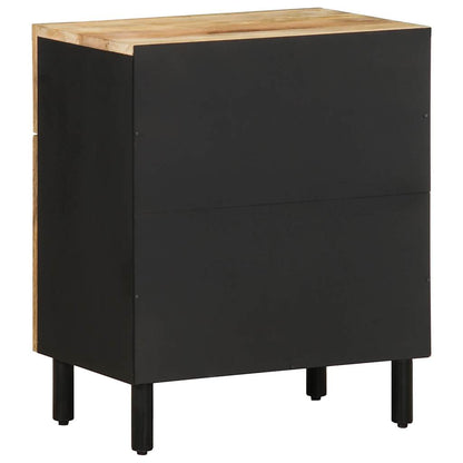 Mesita De Noche Madera Maciza De Mango Rugosa Negro 50x33x60 Cm_3
