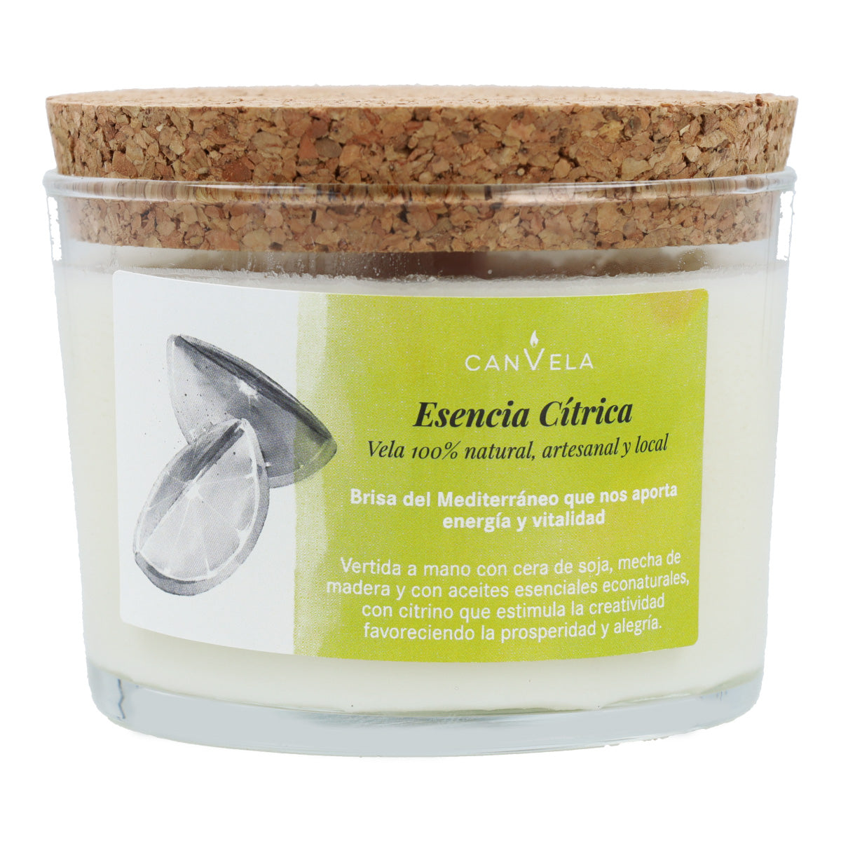 Vela perfumada 100% Cera de Soja Esencia Cítrica CanVela
