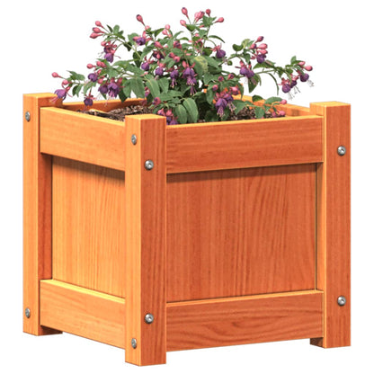 Jardinera Exterior Madera Maciza Pino Marrón Cera 31x31x31 Cm_3