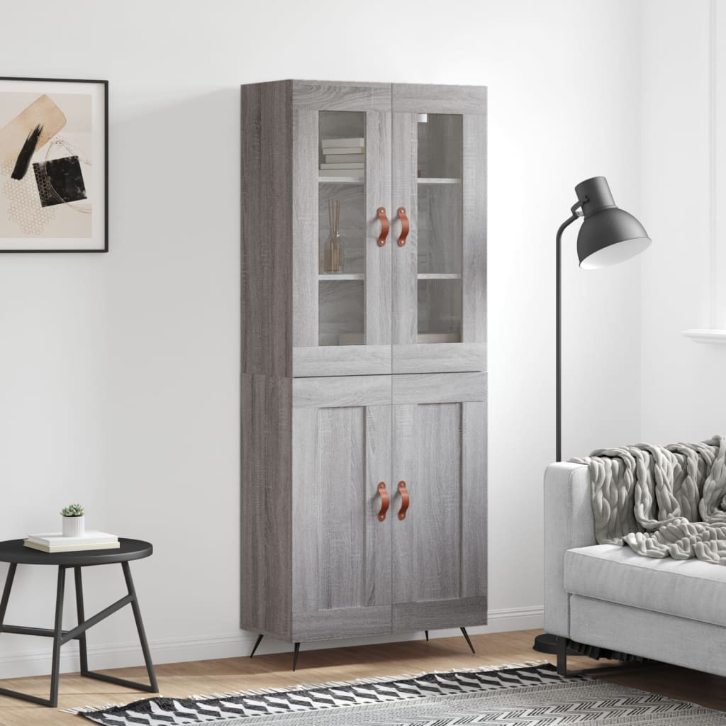 Aparador Alto Madera Contrachapada Gris Sonoma 69,5x34x180 Cm_0