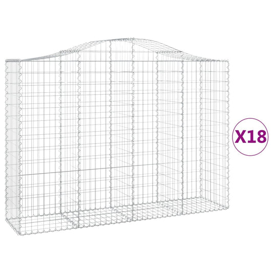 Cestas Gaviones 18 Uds Forma De Arco Hierro 200x50x140/160 Cm_0