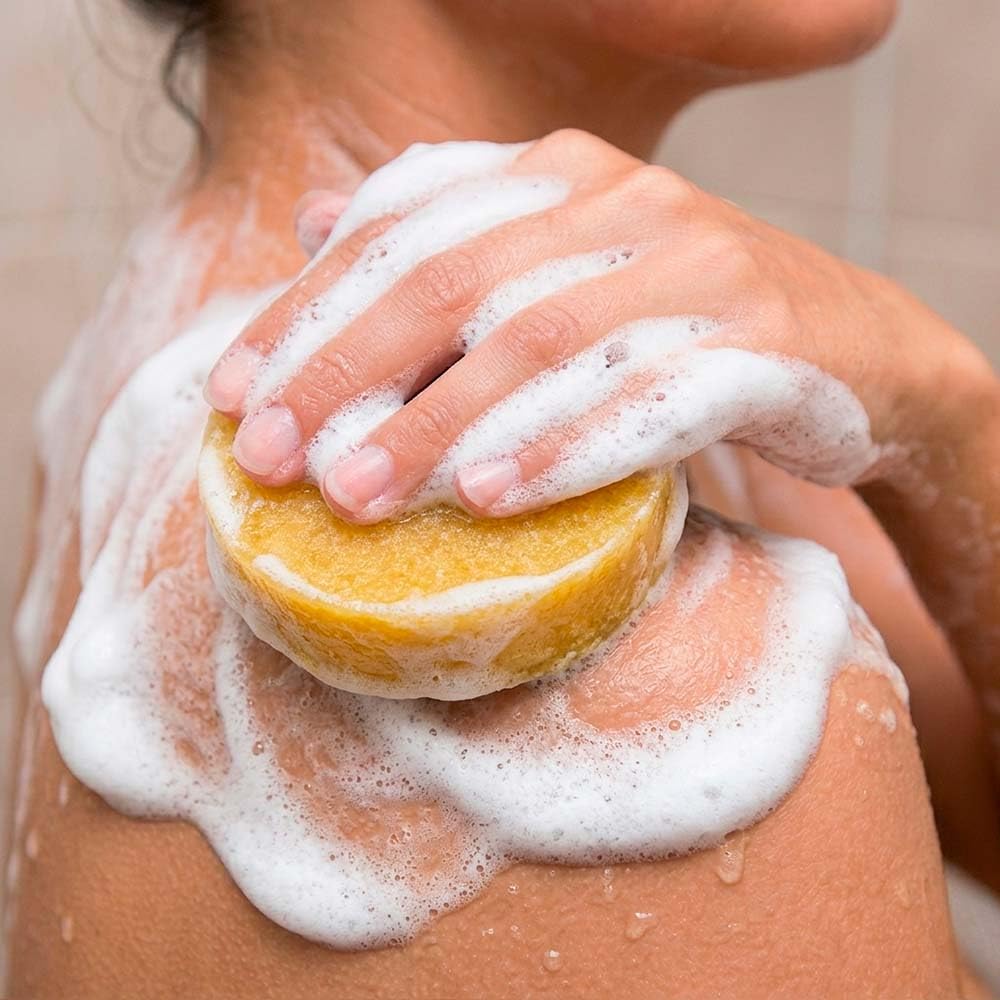 6 Esponjas Jabonosas Varios Usos. Aroma Piña. Ideal Para Viaje O Gym. Apta Todo Tipo De Piel. Con Aceite De Argán_1