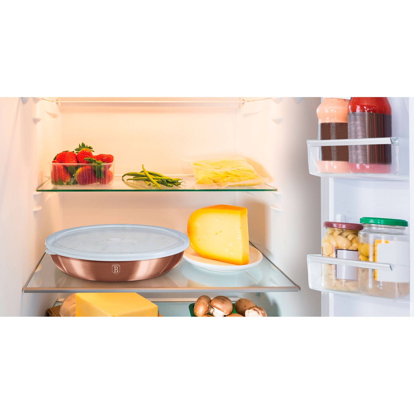 Batería De Cocina Aluminio Forjado 9 Piezas, Inducción, Asa Extraíble, Cazuelas Apilables Tapas Berlinger Haus Rose Gold Oro Rosado_2