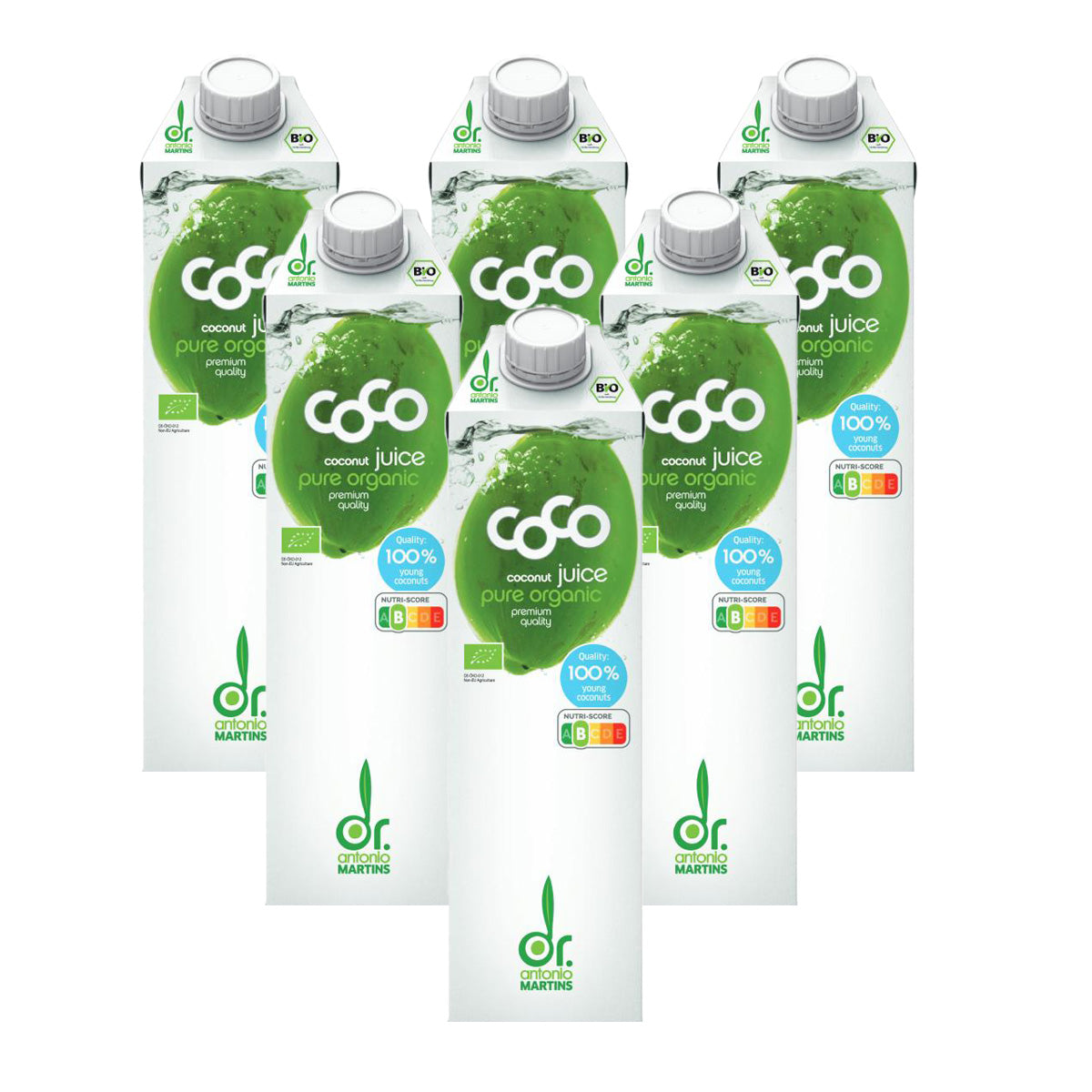Embalagem de 6x Dr. Martins Água de Coco Natural 1 L