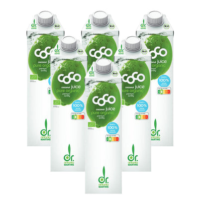 Embalagem de 6x Dr. Martins Água de Coco Natural 1 L