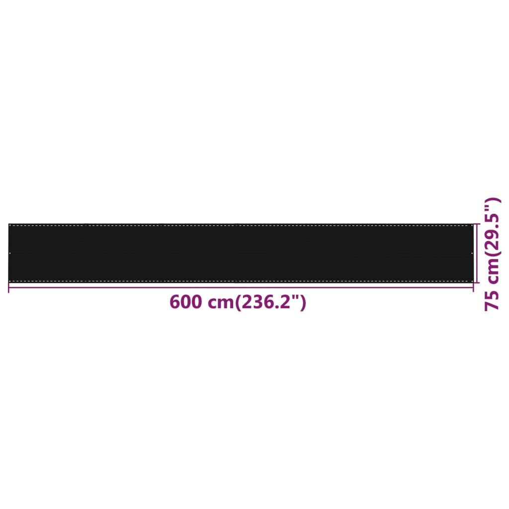 Vidaxl Toldo Para Balcón Hdpe Negro 75x600 Cm_2
