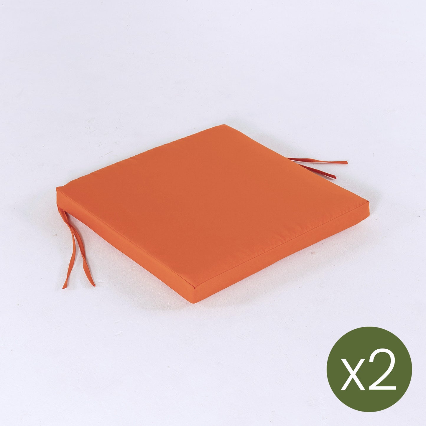 Pack 2 Cojines Para Sillas De Jardín Color Naranja, Tamaño 44x44x5 Cm, Repelente Al Agua, Desenfundable_2