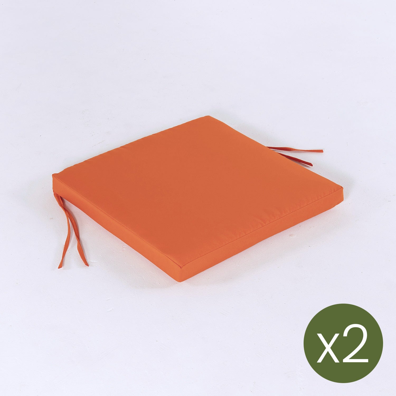 Pack 2 Cojines Para Sillas De Jardín Color Naranja, Tamaño 44x44x5 Cm, Repelente Al Agua, Desenfundable_2