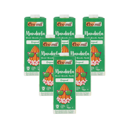 Pack de 6 Bebidas Vegetais de Amêndoa adoçadas com Agave Biológico EcoMil 1L