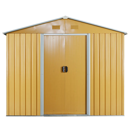 Outsunny Caseta De Jardín 3,6m² 236x174x190cm Con Puertas Correderas 4 Ventanas_0