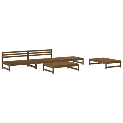 Vidaxl Juego De Sofás De Jardín 5 Pzas Madera Maciza Pino Marrón Miel_0
