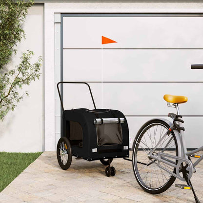 Remolque De Bicicleta Mascotas Hierro Tela Oxford Negro_1