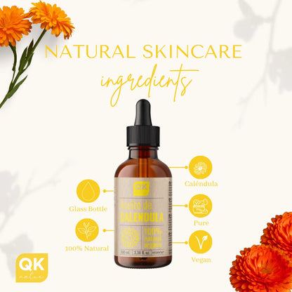 QKnatur - Aceite De Caléndula 100% Puro Orgánico - 100ml - Pieles Sensibles Y Secas. Calmante Y Cicatrizante_4