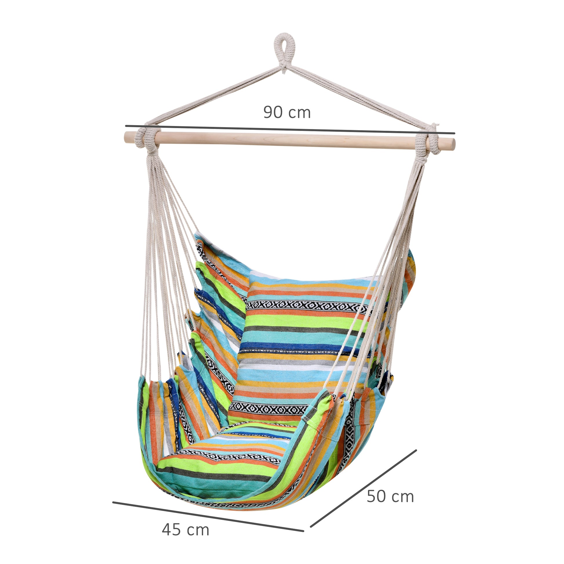 Outsunny Silla Hamaca Colgante Algodón 2 Cojines 100x100cm Carga 100 Kg Interior_2