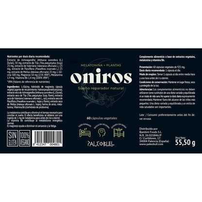Fórmula para dormir Oniros Paleobull 60 cápsulas