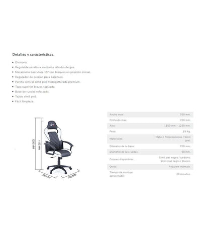 Sillon Giratorio Elevable Gamer R-design En Simil Piel Color Negro Y Rojo 115-125 Cm(alto)_3