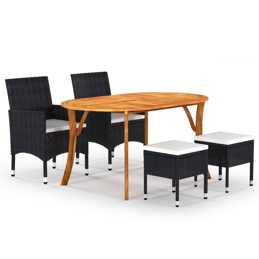 Vidaxl Juego De Comedor De Jardín De 5 Piezas Negro_0