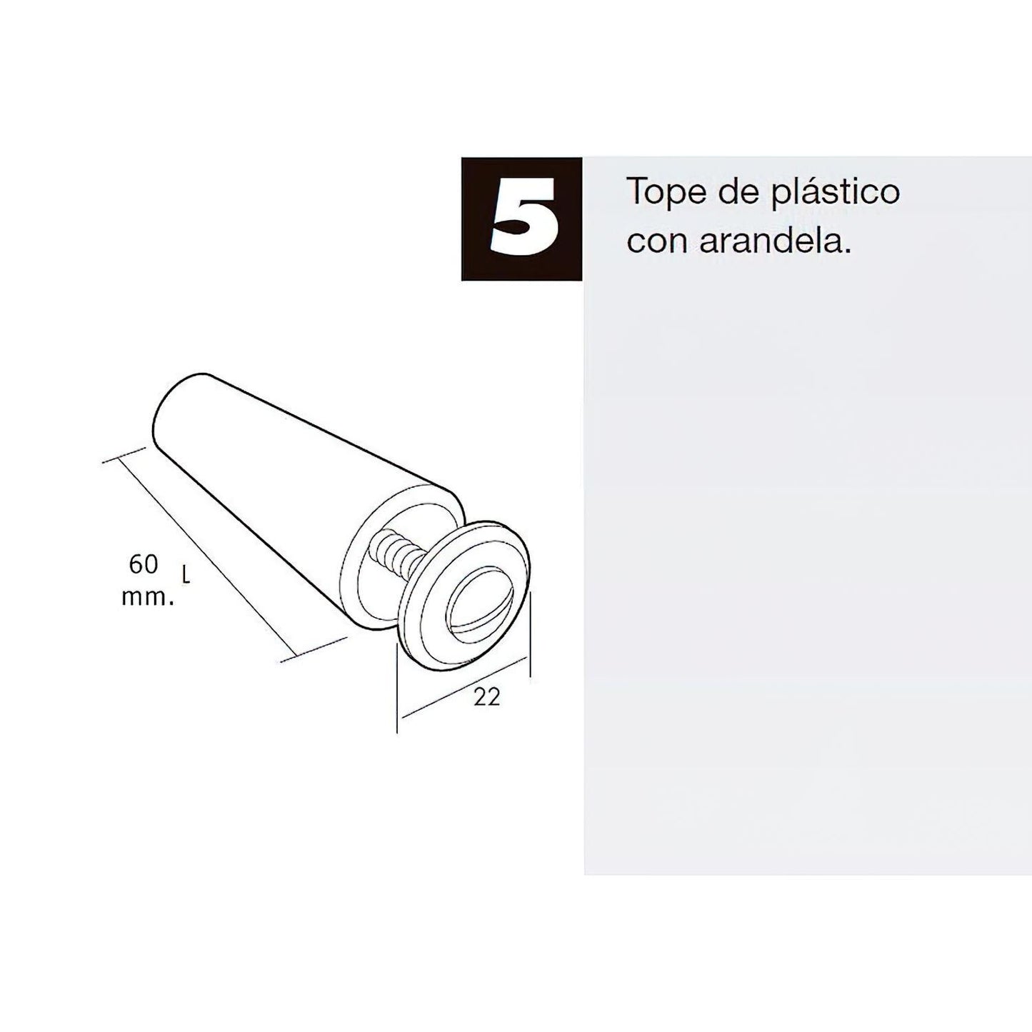 Tope Persiana Con Tornillo 60 Mm. Marron