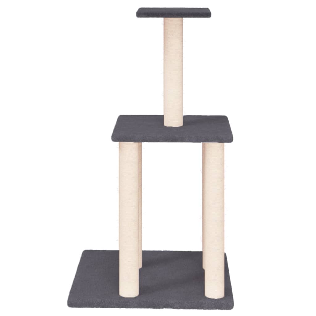 Rascador Para Gatos Con Postes De Sisal Gris Oscuro 85,5 Cm_2