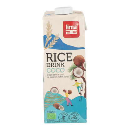 Bebida Vegetal de Arroz e Coco Biológica sem Glúten ECO Lima 1L