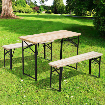 Outsunny Set De Mesa Y Bancos Plegables Para Picnic 120x50x76cm_1