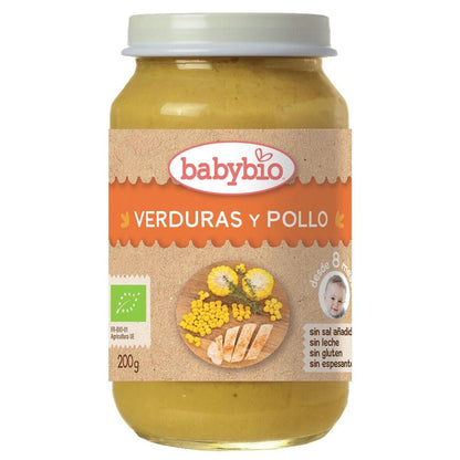 Embalagem de 3 frascos de frango Menu Tradition, 200 g. Babybio 