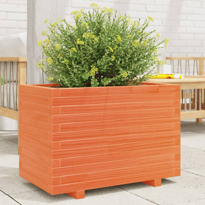 Jardinera Madera Maciza De Pino Marrón Cera 70x40x49,5 Cm_1