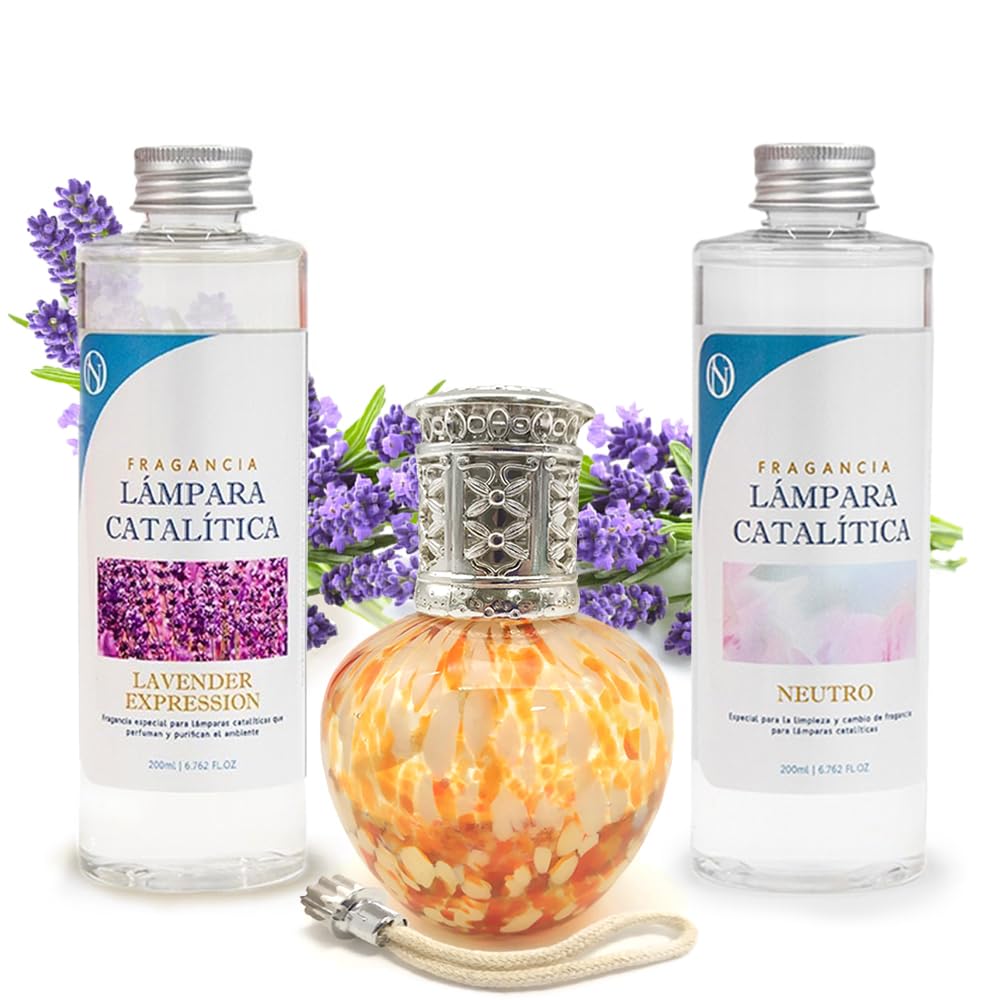 Pack Ahorro Lámpara Catalítica Drops Orange + Fragancia Lavender Expression 500ml + Limpiador 200ml + Mecha Repuesto_0