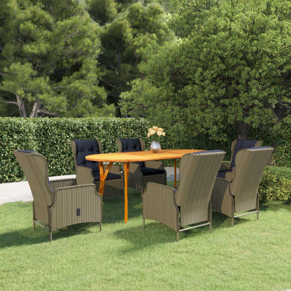 Vidaxl Juego De Comedor Para Jardín 7 Piezas Marrón_1