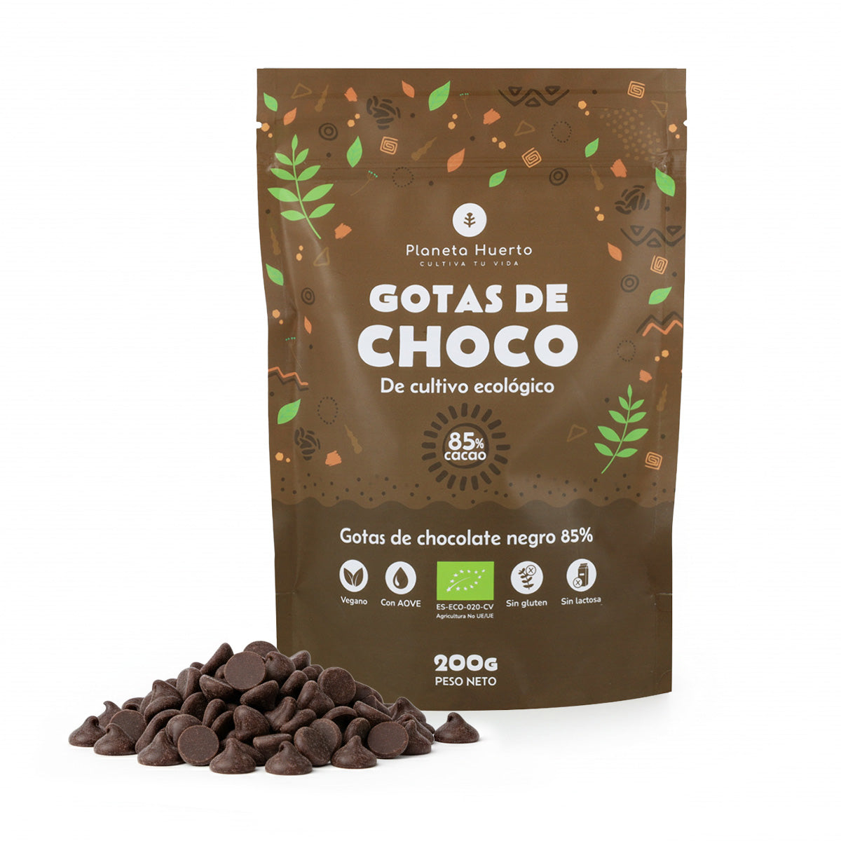 Pepitas de Chocolate 85% cacau ECO Planeta Huerto 200 g
