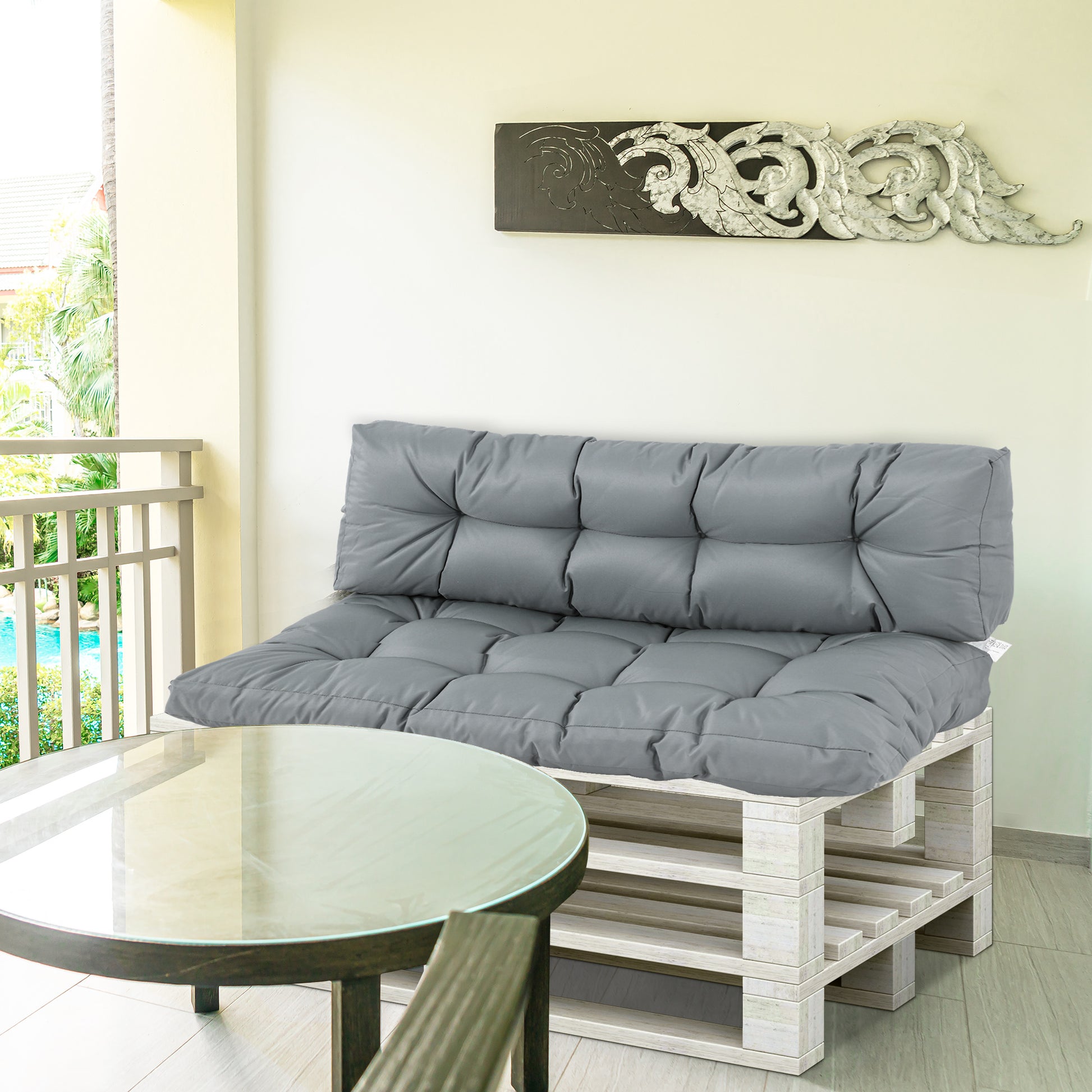Outsunny Cojín Para Palé Con Respaldo 120x80x12 Cm Para Banco Columpio Hamaca_1