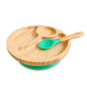 Conjunto De Refeição Em Bambu Natural Para Bebé Com Ventosa Antiderrapante 2 Peças Althea Living Verde Ã¡gua-marinha