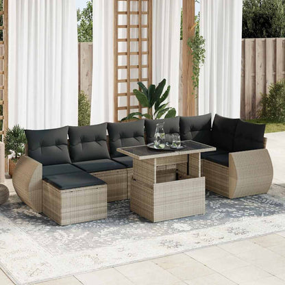 Set De Sofás De Jardín 8 Pzas Y Cojines Ratán Sintético Gris / Vetonek_3