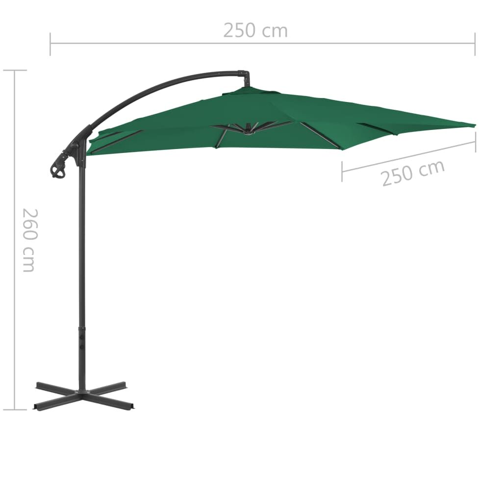 Vidaxl Sombrilla De Jardín Voladiza Con Palo De Acero Verde 250x250 Cm_2