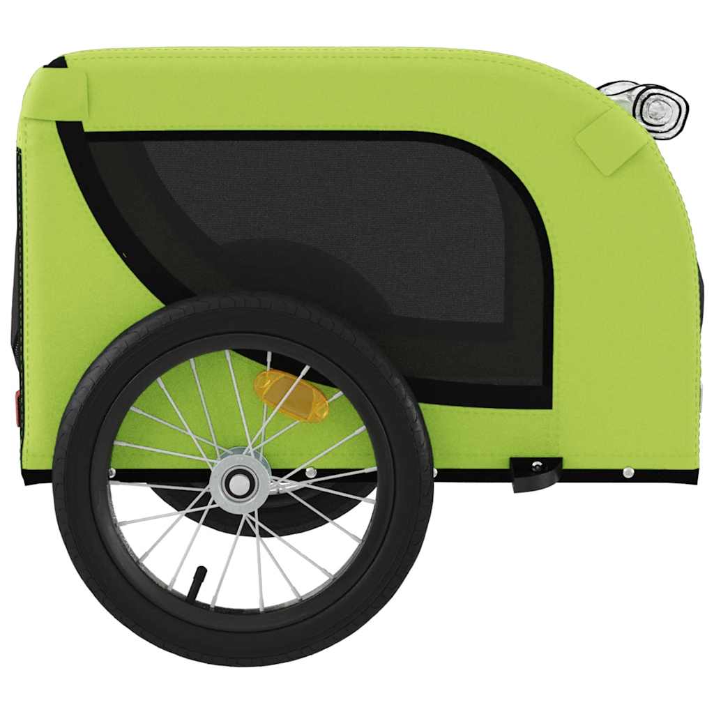 Remolque De Bicicleta Mascotas Hierro Tela Oxford Verde Negro_5