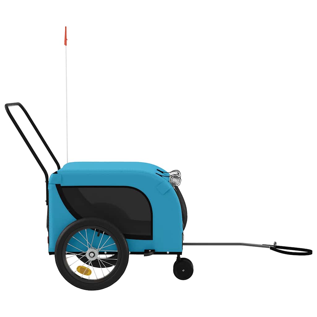 Remolque De Bicicleta Mascotas Hierro Tela Oxford Azul Negro_4