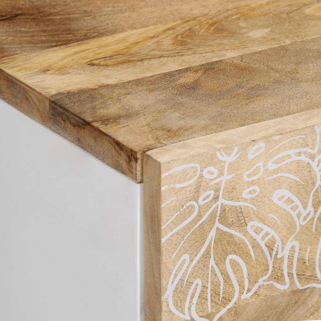 Mesita De Noche Madera Maciza De Mango 50x33x60 Cm_4
