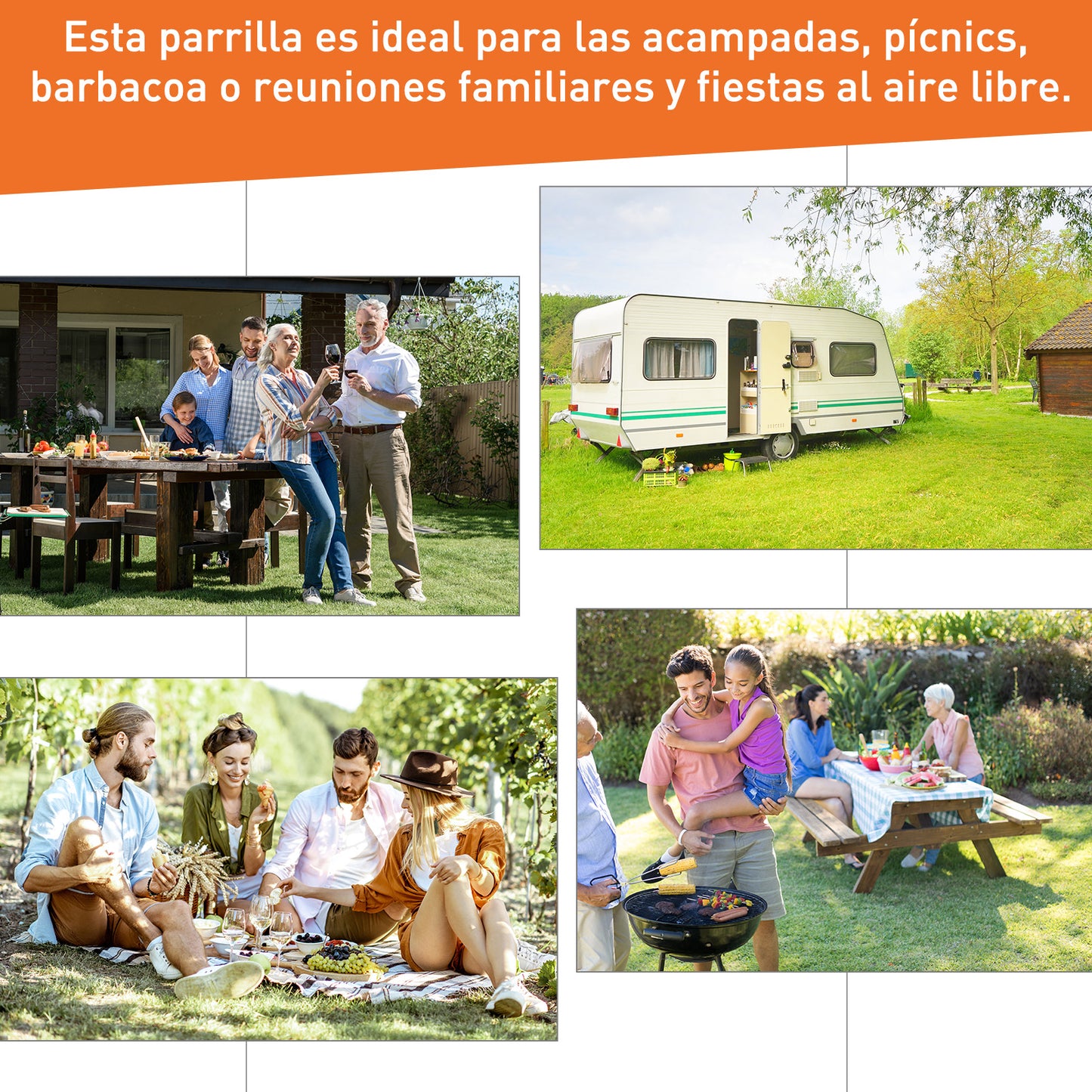Outsunny Barbacoa De Carbón De Sobremesa Termómetro Y Asas Bbq 50x35x39cm Negro_5