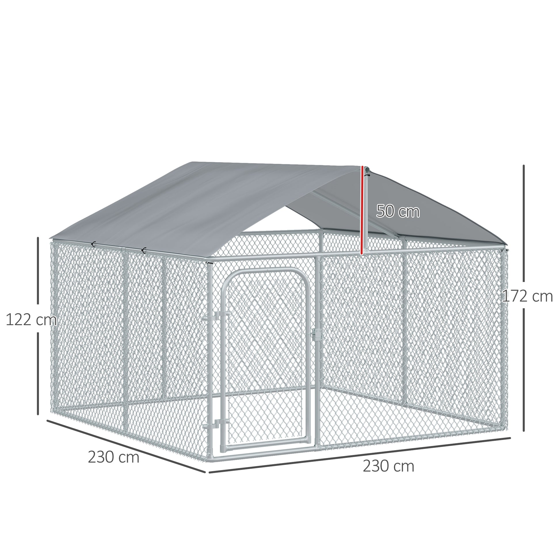 Pawhut Perrera De Exterior De Metal Galvanizado Con Toldo Cerradura_2