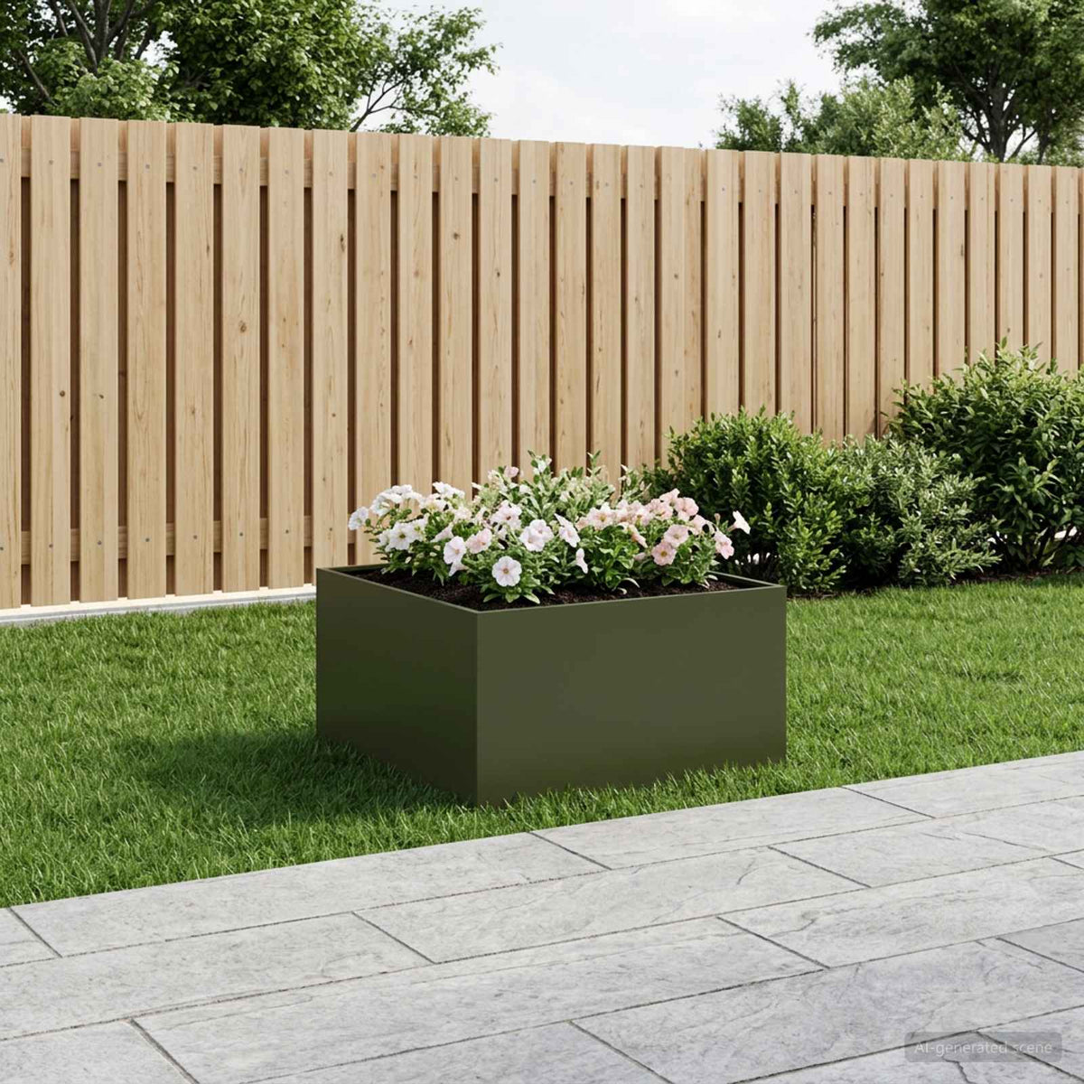 Macetero De Jardín Verde Oliva 80 X 80 X 40 Cm_1