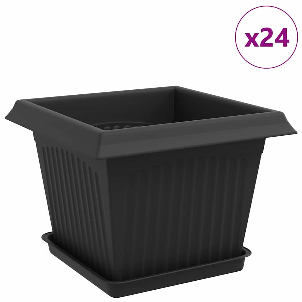 Macetas 24 Uds. Negro Plástico_0