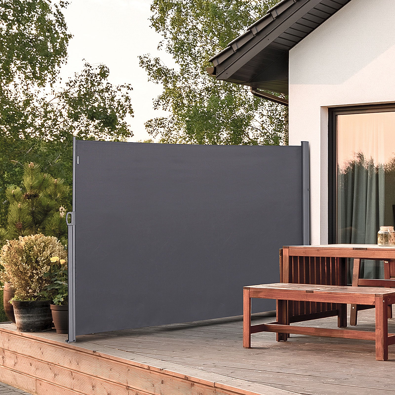 Outsunny Pantalla Retráctil Toldo Lateral Para Balcón Mampara De Privacidad_1