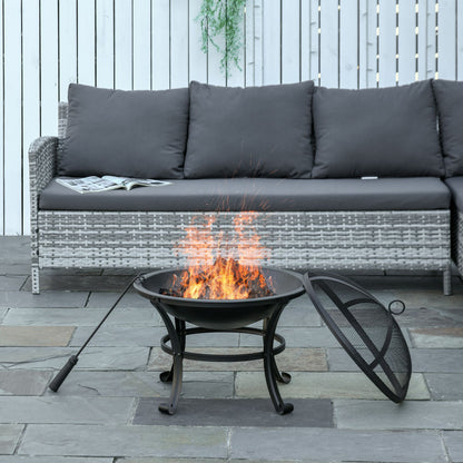 Outsunny Brasero Exterior Ø56 Cm Con Tapa Protectora Contra Chispas Y Atizador_1