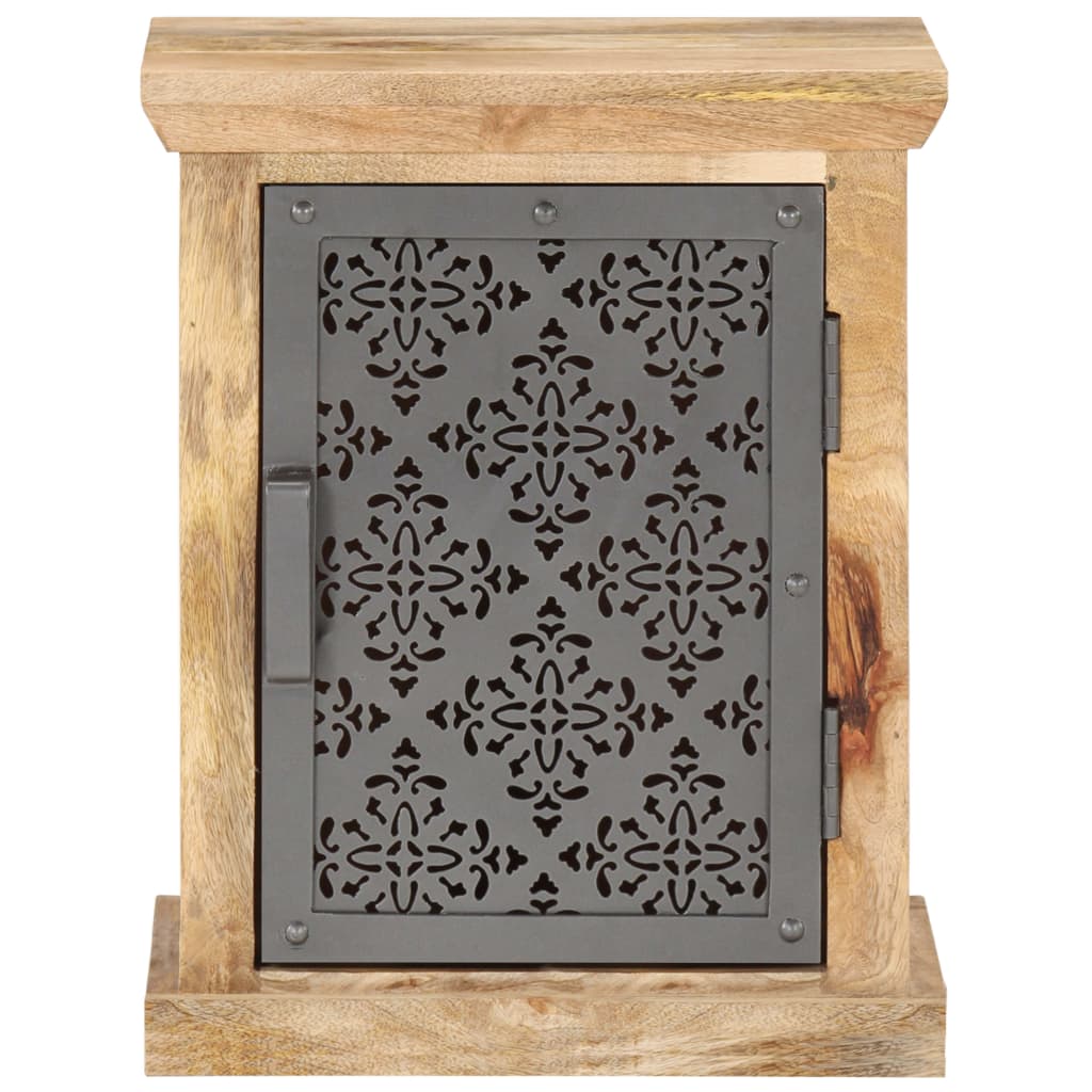 Mesita De Noche Con Puerta Madera Maciza De Mango 40x30x50 Cm_1
